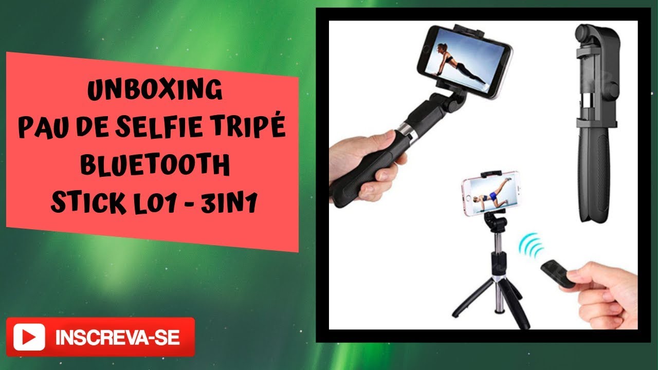 Unboxing pau de selfie tripé bluetooth stick L01 3IN1 YouTube