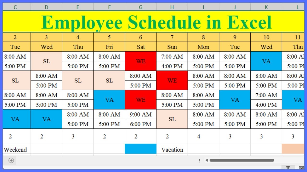 Automatic Employee Schedule in Excel