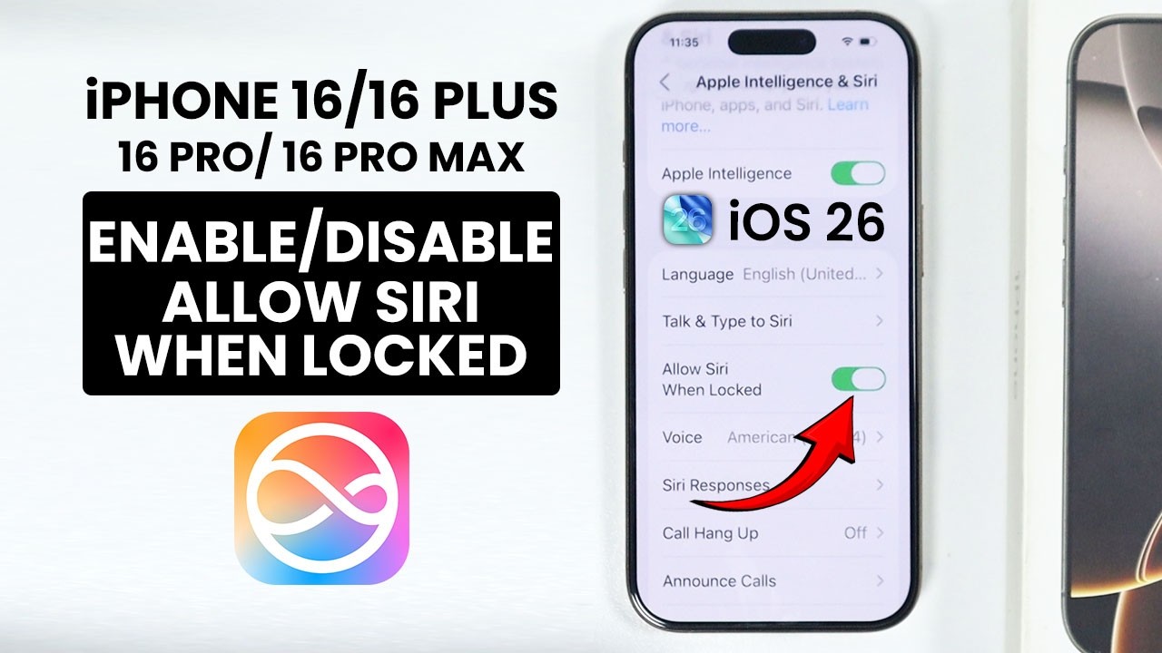iOS 26 - Enable or Disable Allow Siri When Locked on iPhone 16 / Pro ...