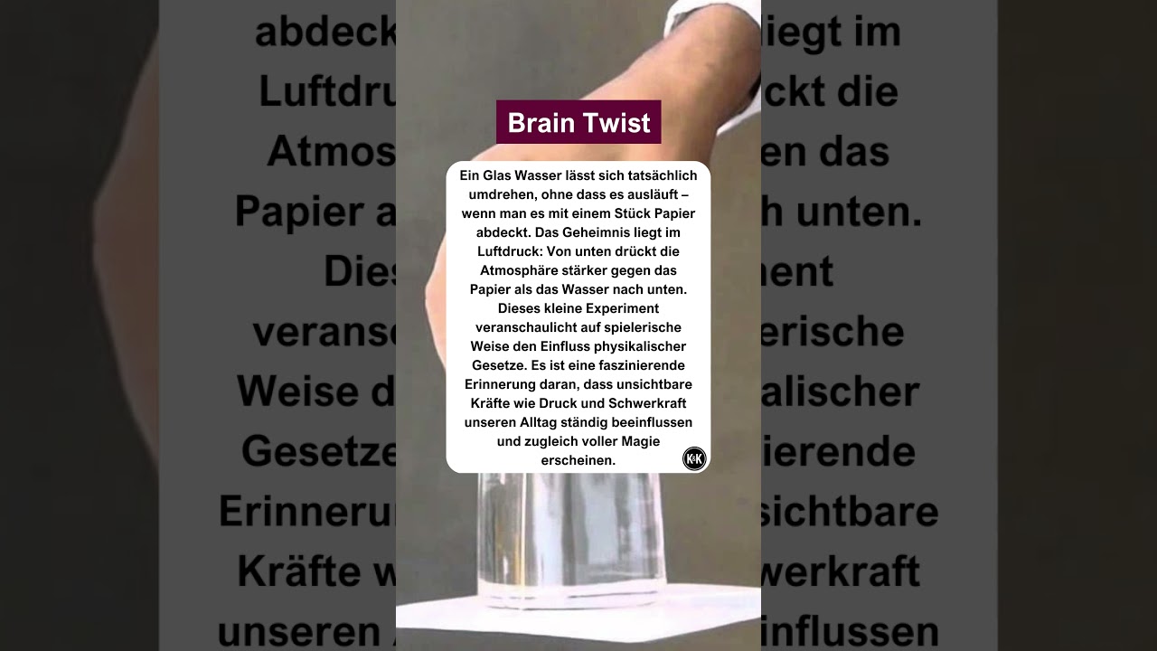 Luftdruck-Trick: Wasser bleibt im Glas. 