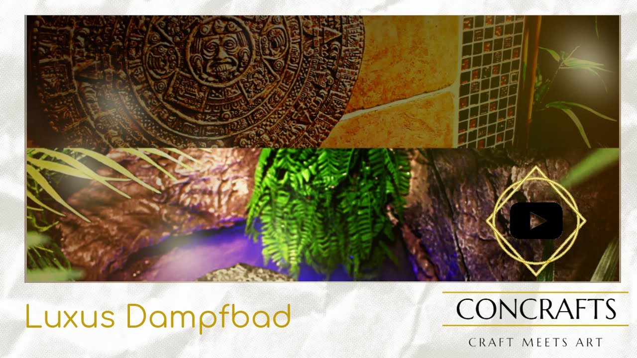 Dampfbad Kunstfelsen aus Beton mit Wasserfall (Maya, Azteken)