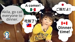 Amazing toddler calling everyone to dinner in 4 languages