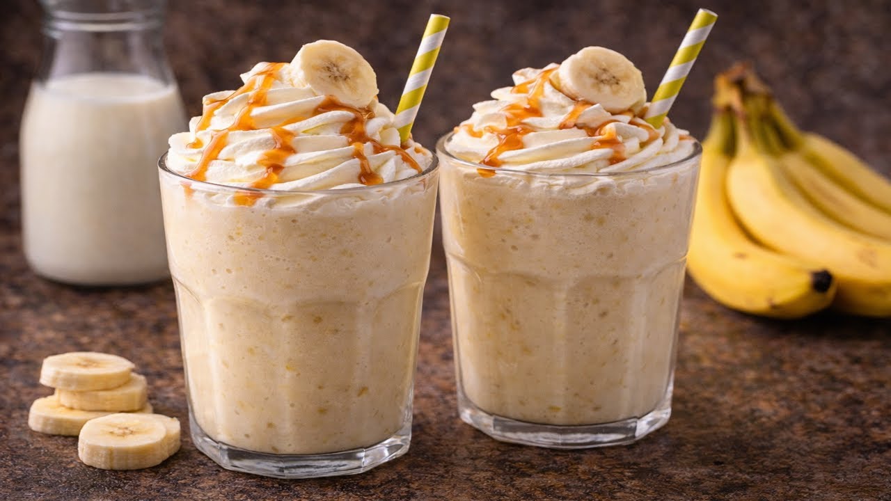 عصير الموز باللبن زي بتاع الكافيهات والمعلب تووووحفة 😁💜