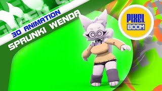 Green Screen Sprunki Human Wenda 3D Animation PixelBoom