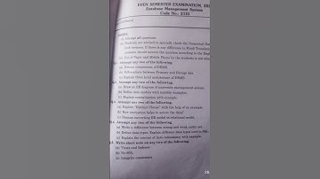 database management system 2024 question paper #database  #bteup #polytechnic