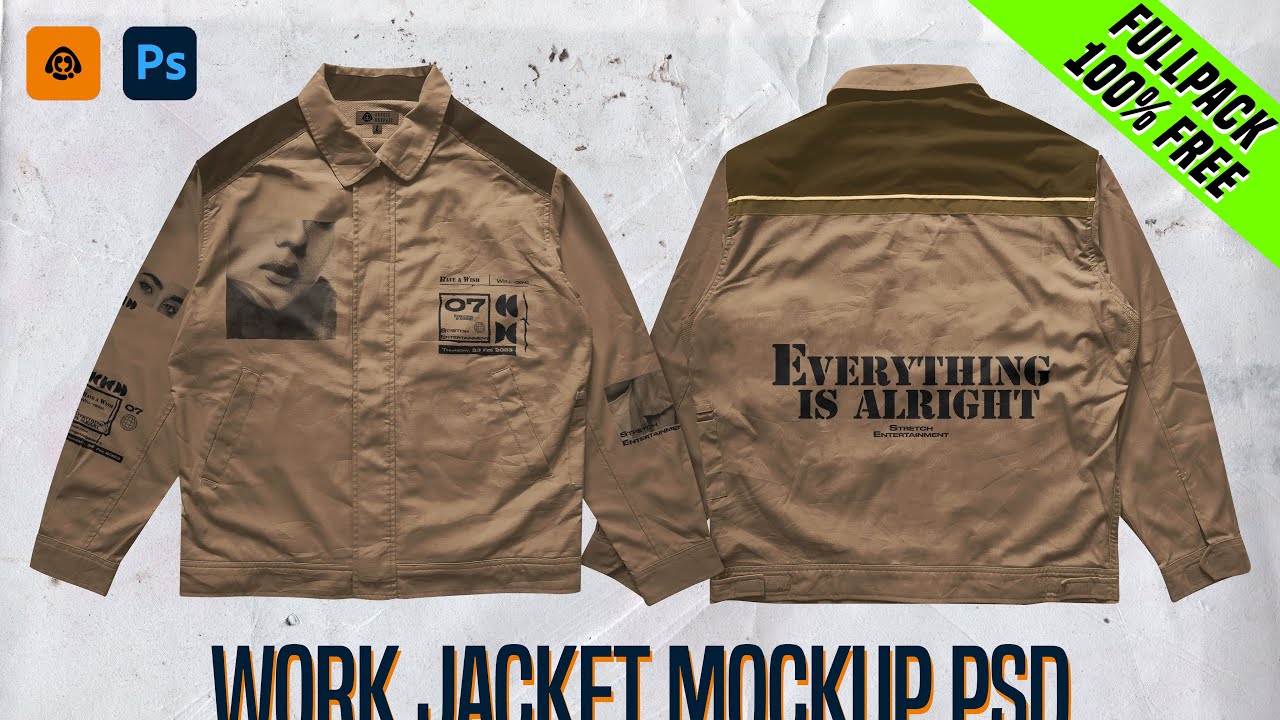 [FREE FULLPACK FILES] Work Jacket Mockup Realistic for Your Streetwear