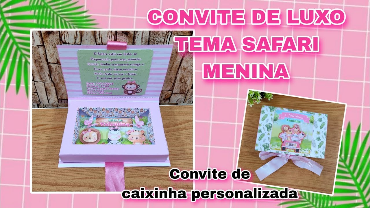 passo a passo convite luxo tema safari menina ✅