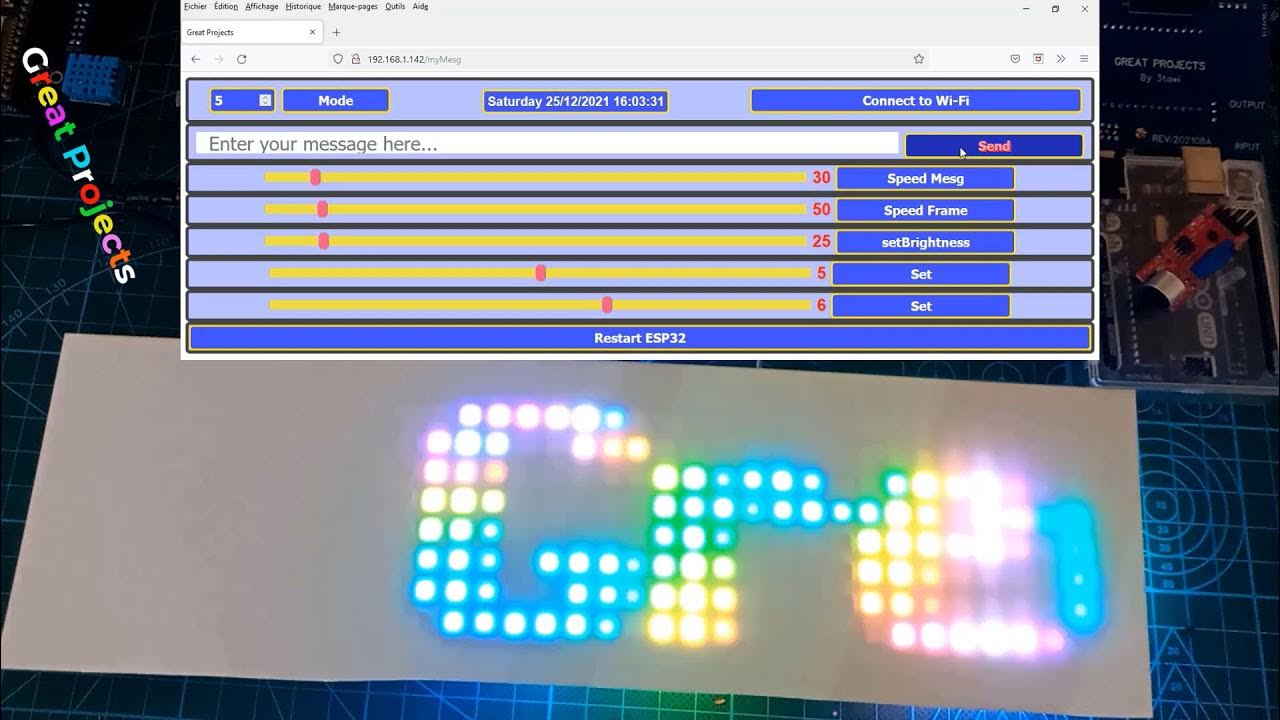 Projet With ESP32 and WS2812 RGB Led Matrix 8x32 - YouTube