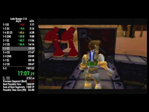 Lode Runner 3-D Any% Speedrun in 1:02:41 (WR?)