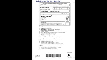 Edexcel - iGCSE - Mathematics A - June 2020 - Paper 1HR - Solutions By Mr Harding