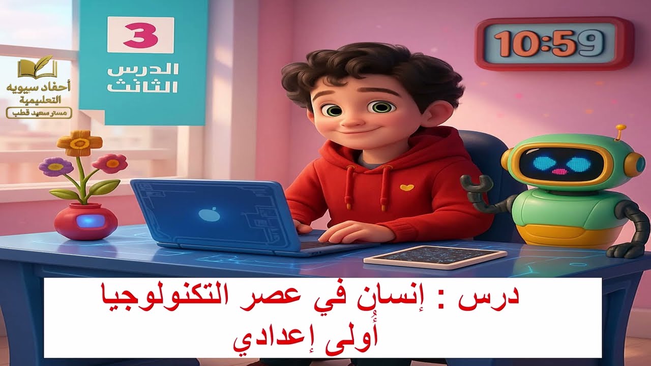 💻 إنسان في عصر التكنولوجيا | لغة عربية الصف الأول الإعدادي | شرح وتحليل النص كاملاً بأسلوب سهل وممتع
