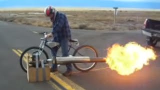 New Rocketman show starting 2017Jet Engine Bicycle! 50 Mph! really cool! Pulsejet power.