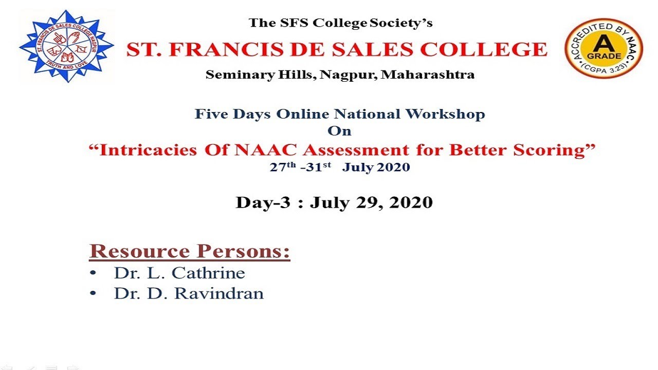 Day-3 National Level Online Workshop on "Intricacies of NAAC Assessment ...