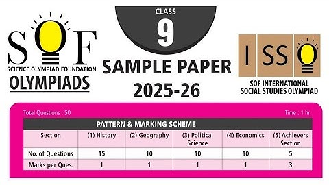ISSO Class 9 Sample Paper 2025-26 SOF International  Social Studies Olympiad