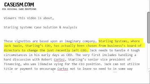 Starling Systems Case Solution & Analysis- Caseism.com