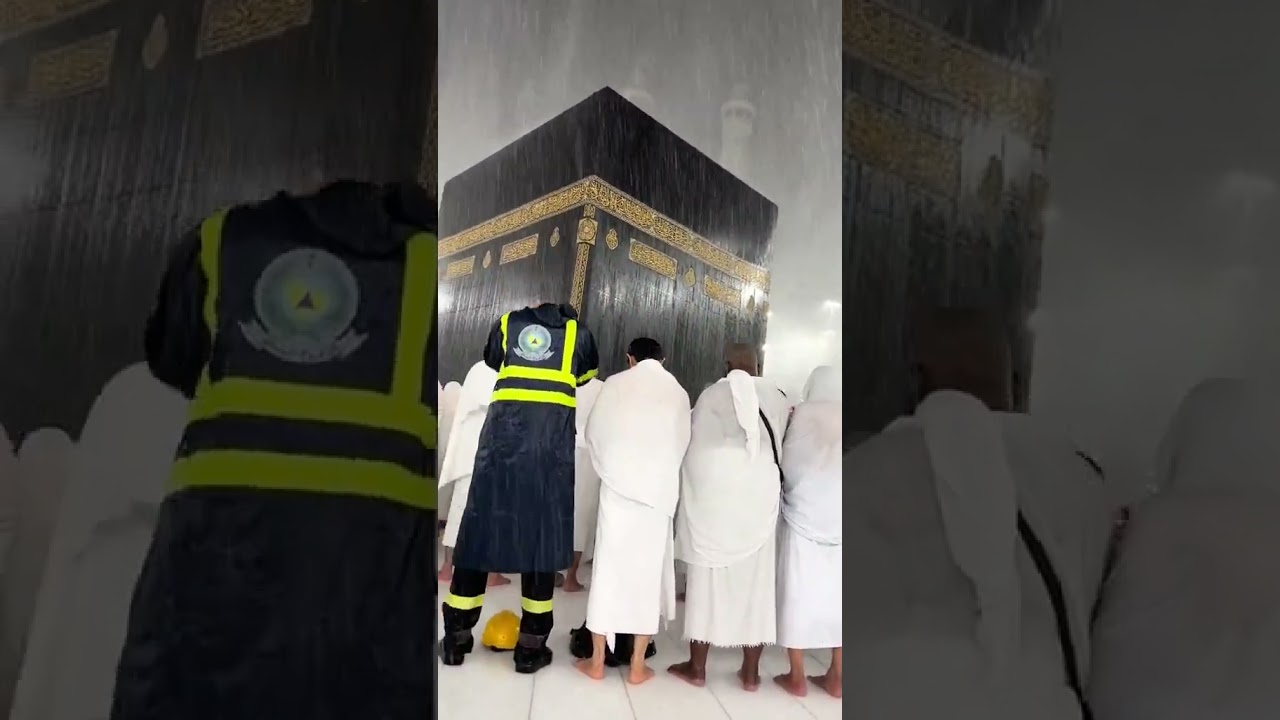 Isha Prayer at Masjid al-Haram, Mecca, during Heavy Rain 