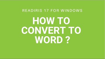 Readiris 17 Windows: How to convert to Word?