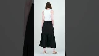 Clara Sunwoo - Tie Waist Tiered Maxi Skirt SK2LN BLACK 380 screenshot 3