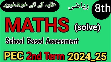 Class 8th Mathematics Paper School Based Assessment 2nd Term 2024 |   SBA 2nd Term Papers 8th Grade