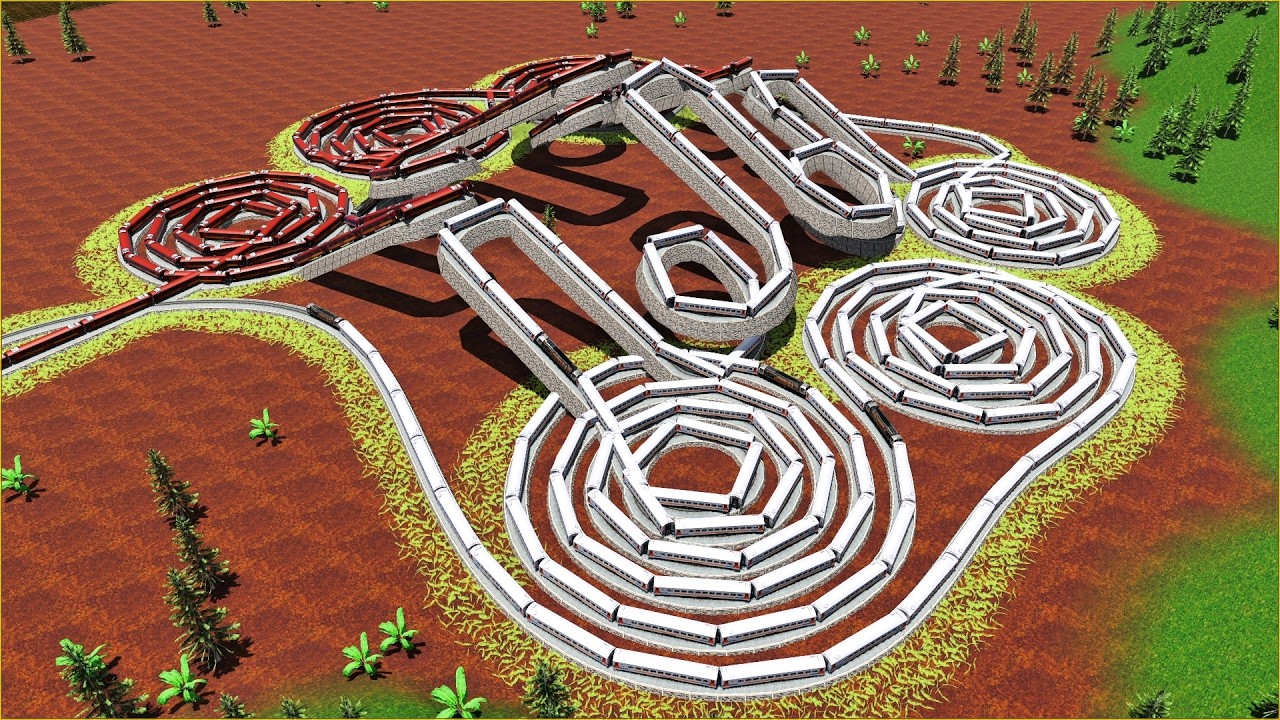 Extremely Twisty 6 Spiral Train Tracks‼️Extremely Twisty, Complex and Floating Train Tracks🚇Trainz