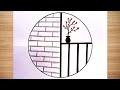 Circle Scenery Drawing ll Simple Scenery Drawing for Beginners ll Easy Scenery Drawing #drawing#art