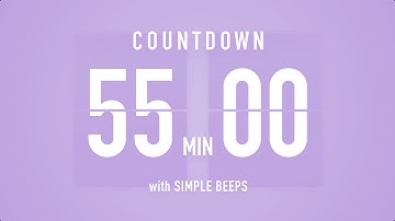 55 Minute Countdown Timer ⏳ Flip Clock with Bell Alerts 💜🔔