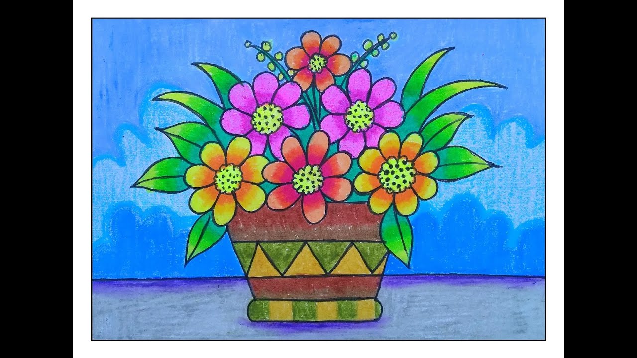 HOW TO DRAW FLOWER VASE DRAWING /VERY BEAUTIFUL FLOWER POT DRAWING ...