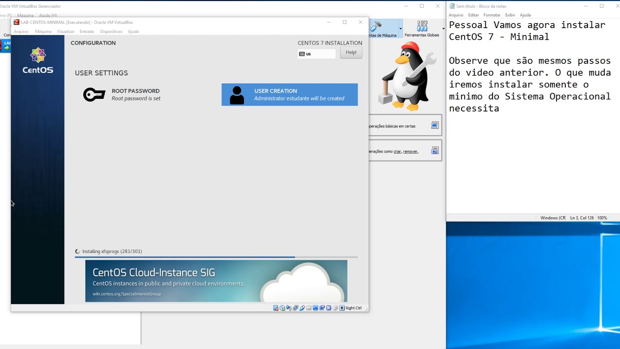 Instalação do CentOS 7- MINIMAL com VirtualBOX - YouTube