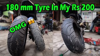 Installing 180mm Tyre in my Pulsar RS200😱 |Superbike Tyre In My Rs 200😍 |#pulsarrs200180tyre#rs200