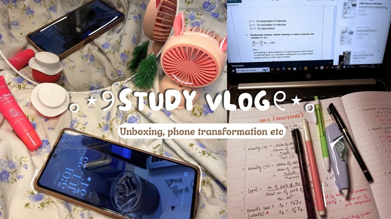 🎧⋆｡°⋆STUDY VLOG⋆𓍢ִ໋🌷͙֒/ Unboxing/ phone transformation★ - YouTube