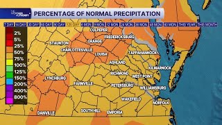 Tracking Virginia Drought: Maps show percentage of normal precipitation over time