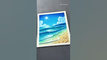 Easy Sea Beach Pastel Drawing #shortsfeed #shorts