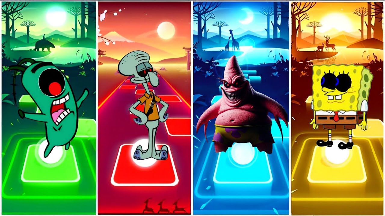 PLANKTON EXE VS SQUIDWARD EXE VS PATRICK STAR EXE SPONGEBOB EXE - TILES HOP