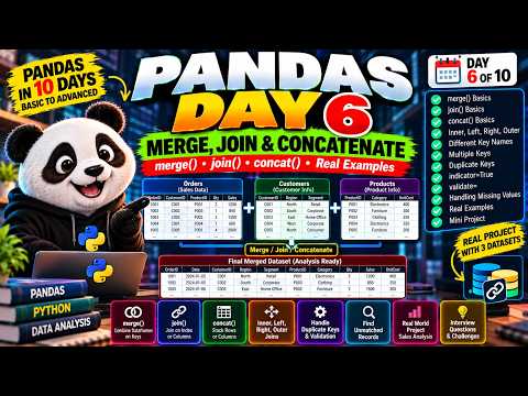 🐼 Pandas Day 6: Merge, Join & Concatenate | Complete Python Tutorial with Real-World Examples