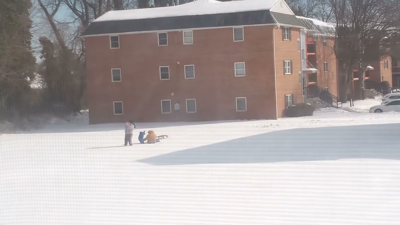 A Perfect Happy Family Goes Shuffleboarding in a Snow