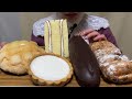 【咀嚼音/ASMR】ホイップメロンパン、チョコ&ホイップロール、贅沢レアチーズタルト、ホイップドーナツを食べた!コンビニパンeating sounds/no talking/mukbang