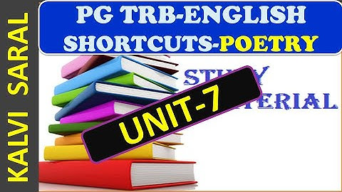 PG TRB-ENGLISH SHORTCUTS-POETRY-UNIT-7