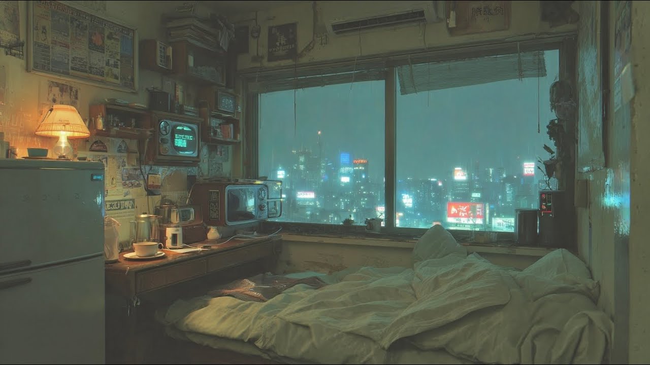 仕事終わり、美しい雨と夜景