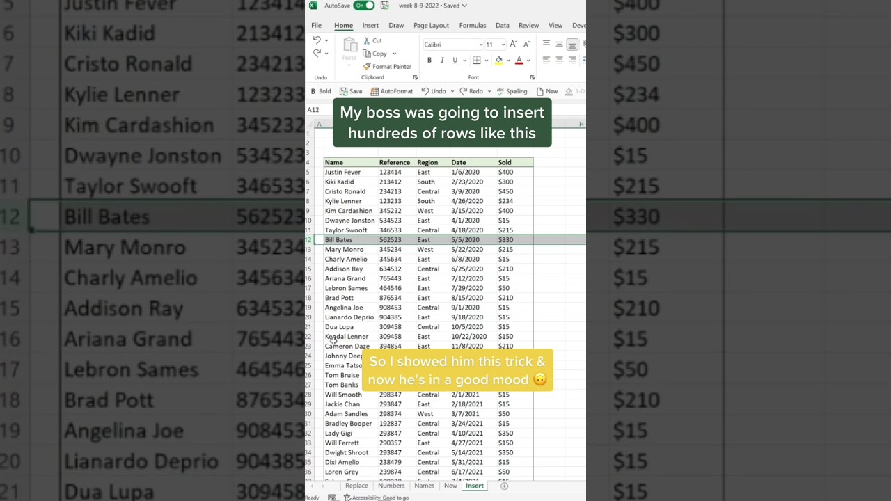 Insert Multiple Rows At Once Shortcut Excel Shorts