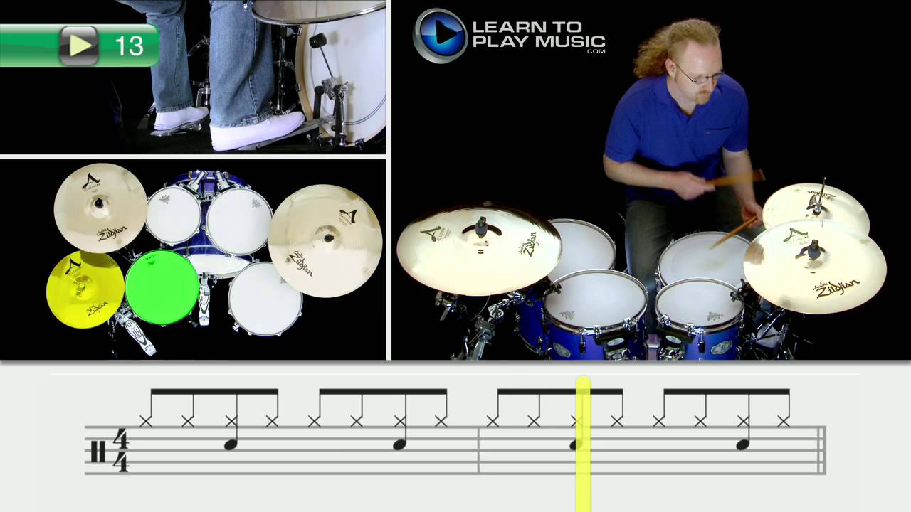 Ex013 How to Play Drums Drum Lessons for Beginners YouTube