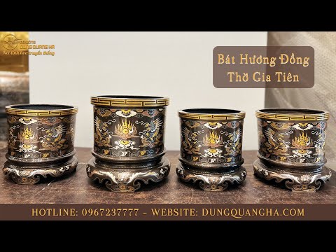 Video Bát Hương Đồng Thờ Gia Tiên Đồng Đỏ Khảm Ngũ Sắc Đẹp... - youtube