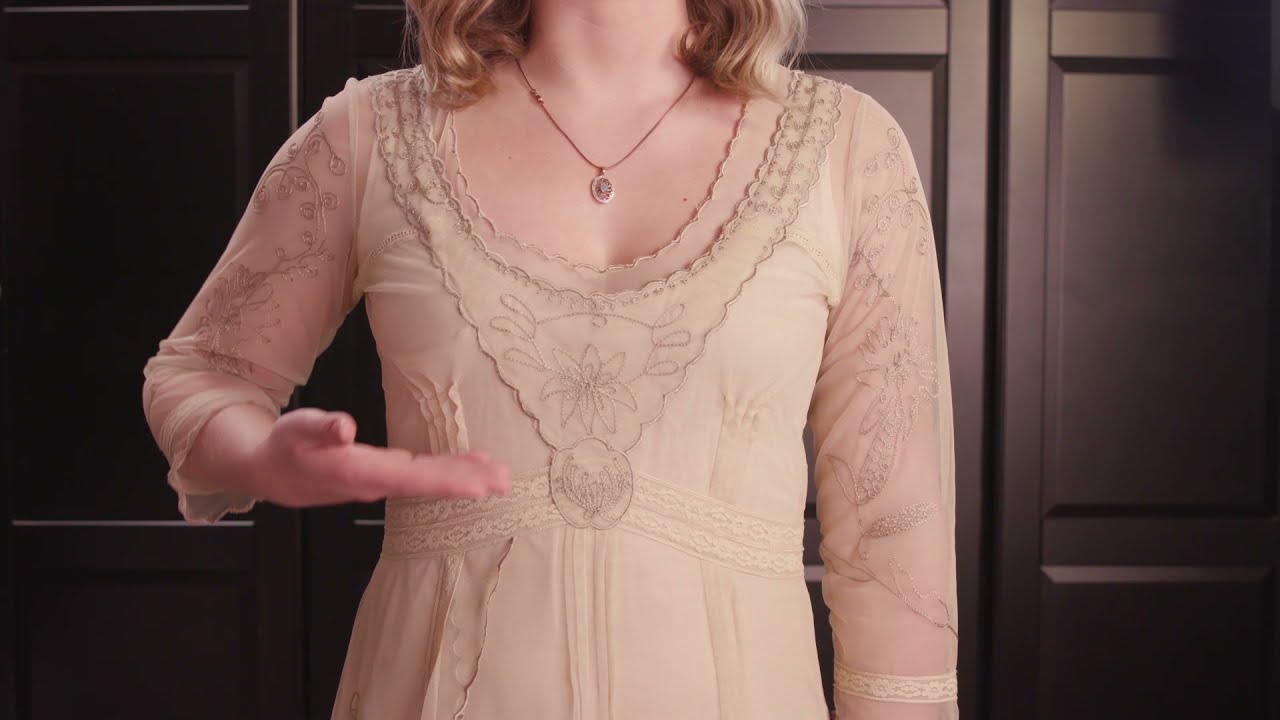 Tea Party 1920s Wedding Dresses in Pearl by Nataya - Empired Waist details