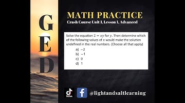 GED® Math Prep: Undefined Expression from a Literal Equation (1.1, Adv, #29)
