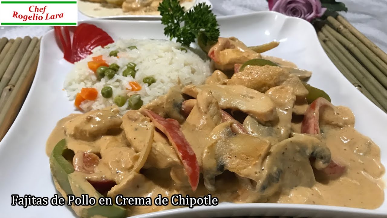 FAJITAS DE POLLO EN CREMA DE CHIPOTLE , RECETA DELICIOSA! - YouTube