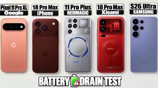 iPhone 18 Pro Max vs 18 Pro Max vs Pixel 11 Pro XL vs REDMAGIC 11 Pro+ vs S26 Ultra Battery Test 🔋⚡️
