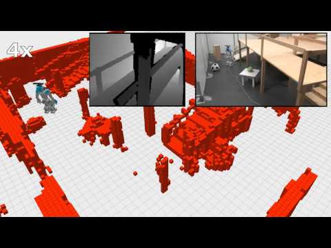Nao humanoid navigates autonomously using a depth camera (Xtion / Kinect)