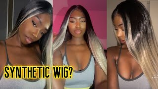 I Tried This Highlighted Straight Lace Front Synthetic Wig For The First Time! |Best Synthetic Wig?