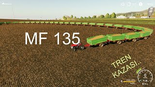 Farming Simulator 2019 #mf 135 ile 30 Ramorku Aynı Anda Çekmeyi başarıyor #Efsane Anlar #Tren Kazası