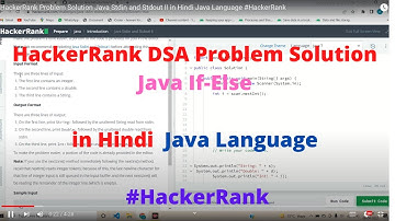 #4 HackerRank  Java If-Else DSA  Problem Solution   in Hindi  Java Language #HackerRank