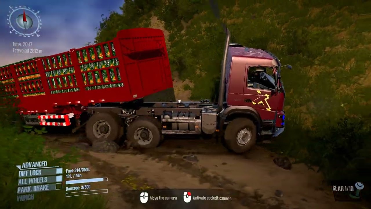 Spintires: MudRunner - Volkswagen Constellation Off-road Driving Transporting Logs Uphill